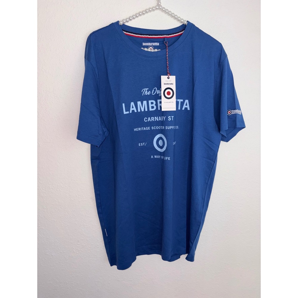 Lambretta Heritage T-Shirt XL Dark Blue New‎ Graphic Carnaby St Scooter SS1203